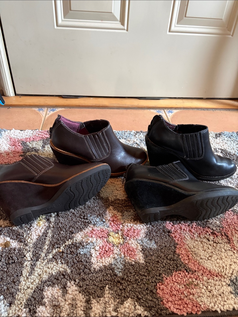 Hush Puppies Wedge Ankle Booties in Black and Brown